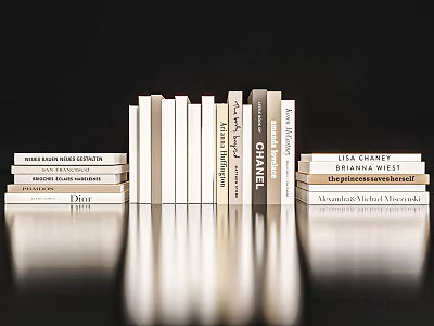 Elegant Decorative Ornament Set With Stacked Books In Various Heights And Neutral Tones 3d model