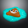 Cartoon Poop Decorative Ornament Set With Turquoise Water Ripple Background And Smiling Eyes