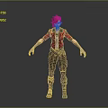 Game Movie Character With Red Hair Red Jacket Striped Pants Boots And Utility Belt