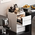 Modern Kitchen Countertop Decorative Ornament Combination With Coffee Machine Citrus Fruits And Glassware