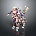 Detailed Fantasy Armored Character With Horns And Mythical Creature In 3D Model Design