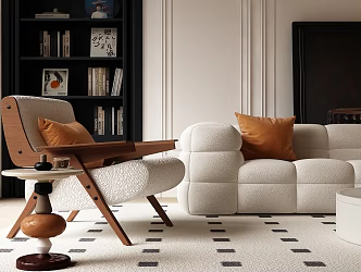 Modern French Lounge Chair French Cream Sofa Modern French Sofa 3d model