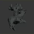 Two Headed Dog Fantasy Monster Game Movie Character 3D Model Design