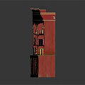 Red Retail Display Shelf With Multiple Layers And Canned Goods Stacked Boxes