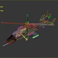 Camouflage Green Military Helicopter Model With Rotor And Detailed Fuselage Design