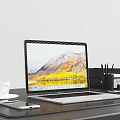 Modern Electronic Workstation On Office Desk With Laptop Smartphone And Clock