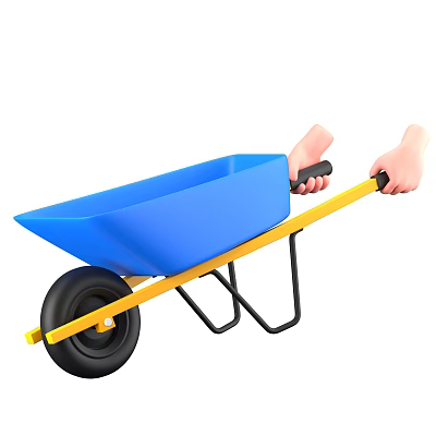 Industrial Blue Wheelbarrow With Yellow Steel Handle And Black Rubber Wheel 3d model Industrial Blue Wheelbarrow With Yellow Steel Handle And Black Rubber Wheel 3d model