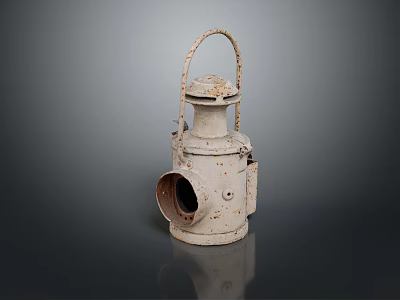 Vintage Rustic Kerosene Lamp With Metal Handle And Open Side Design 3d model