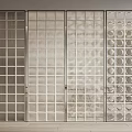 Modern Interior Wall Design With Glass Brick Panels And Textured Surfaces 3d model