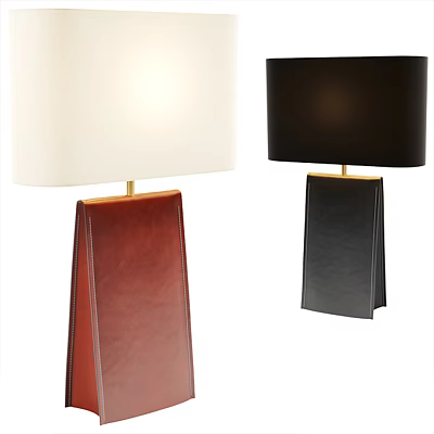 Modern Table Lamps With Red Black Leather Bases And Contrasting Shades 3d model