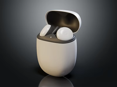 White Wireless Earbuds Open Charging Case Modern Sleek Compact Design 3d model