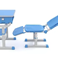 School Classroom Blue Student Desks And Chairs With Storage And Adjustable Features 3d model