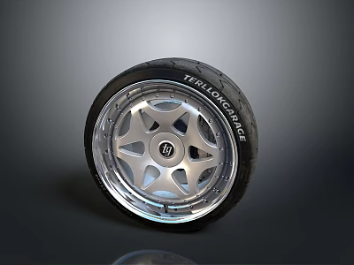 High Quality Shiny Silver Car Parts Wheel Rim And Trilok Care Tire With Spoke Design 3d model