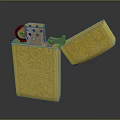 Gold Lighter With Intricate Engraved Pattern And Open Metallic Lid Design 3d model