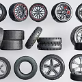 Various Car Tires And Wheels Collection With Different Rim Designs And Styles