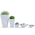 Garden Decor Featuring Living Wall Various Planters Green Plants White Stones And Glass Vases