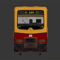 Yellow And Red Metro Train With Multiple Carriages Clear Windows And Reflective Surface 3d model