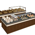 Wooden Glass Display Shelves For Bakery Shop With Bread And Pastries