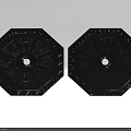 Black Octagonal Ceiling Light Panel With Decorative Pattern And Central Circular Hole 3d model