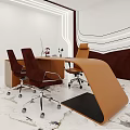 Modern Study Room With Curved Desk Office Chairs And Tech Decor 3d model