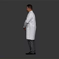Man Wearing White Coat Standing with Crossed Hands on Gray Background 3d model