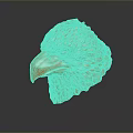 Golden Eagle Head Sculpture with Detailed Feathers on Reflective Dark Surface 3d model