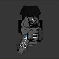 Futuristic Sci-Fi Character With Mechanical Arm Featuring Metal Joints And Colored Lights