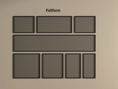 Poliform Railings with Perforated Design and Black Frames Arranged on Beige Background 3d model