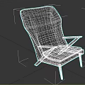 Modern Beige Chair With Wooden Arms Legs Light Gray Cushion And Minimalist Design