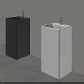 Minimalist Bathroom Pedestal Sinks In Black And White With Chrome Faucets