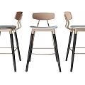 Set Of Three Modern Bar Stools With Metal Legs And Comfortable Seats Design
