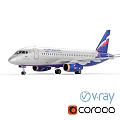 Aeroflot Commercial Airplane V-Ray Rendered With Russian Flag Tail Design