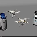 Modern Tech Devices Featuring Drones Robot And Tablet Console With Screens 3d model