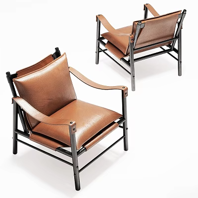 Stylish Modern Leather Single Sofa With Metal Frame And Soft Cushion Armrest Design 3d model