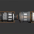 Industrial Mechanical Equipment With Metal Structure Orange Railings And Gray White Body