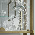 Elegant Gold Frame Sideboard With Glass Door And Glassware In Home Interior