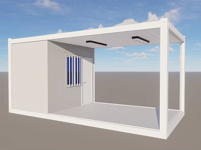 White Container Outdoor Structure with Open Design and Window Blinds 3d model