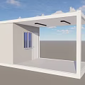 White Container Outdoor Structure with Open Design and Window Blinds 3d model