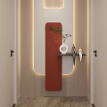 Cream Simple Style Arc Light Strip Grille Corridor End View Entrance 3d model