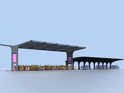 Modern Bicycle Canopy With Stylish Roof Structure For Outdoor Parking Spaces 3d model