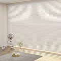 White Window Blinds in Bright Room with Natural Light and Wooden Floor