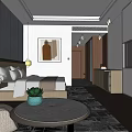 Modern Hotel Guest Room With King Bed Large Windows And Decorative Rug