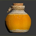 Orange Ceramic Jar With Cork Stopper Twine Tied Glossy Surface On Black Background