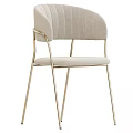 Modern Beige Upholstered Accent Chair With Tufted Back And Golden Metal Legs