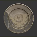 Ancient Ceramic Sculpture Plate With Cracked Surface And Vintage Carving Details