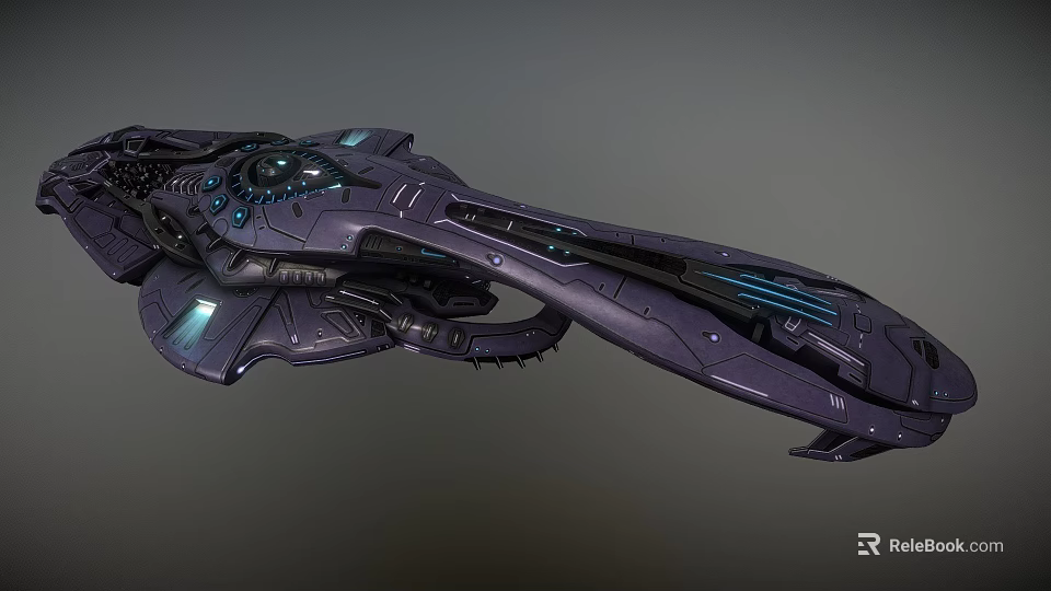 Futuristic Sci Fi Weapon with Advanced Mechanical Structure Blue Luminous Accents and Sleek Metallic Design 3d model 