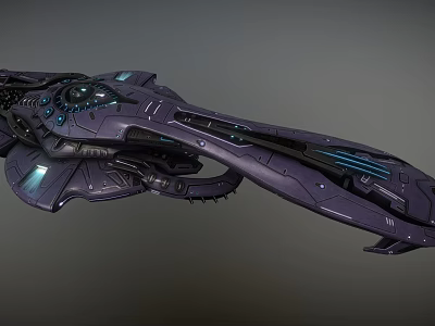 Futuristic Sci Fi Weapon with Advanced Mechanical Structure Blue Luminous Accents and Sleek Metallic Design 3d model