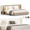 Modern Double Bed Design With Upholstered Headboard Pillows Blanket And Color Options