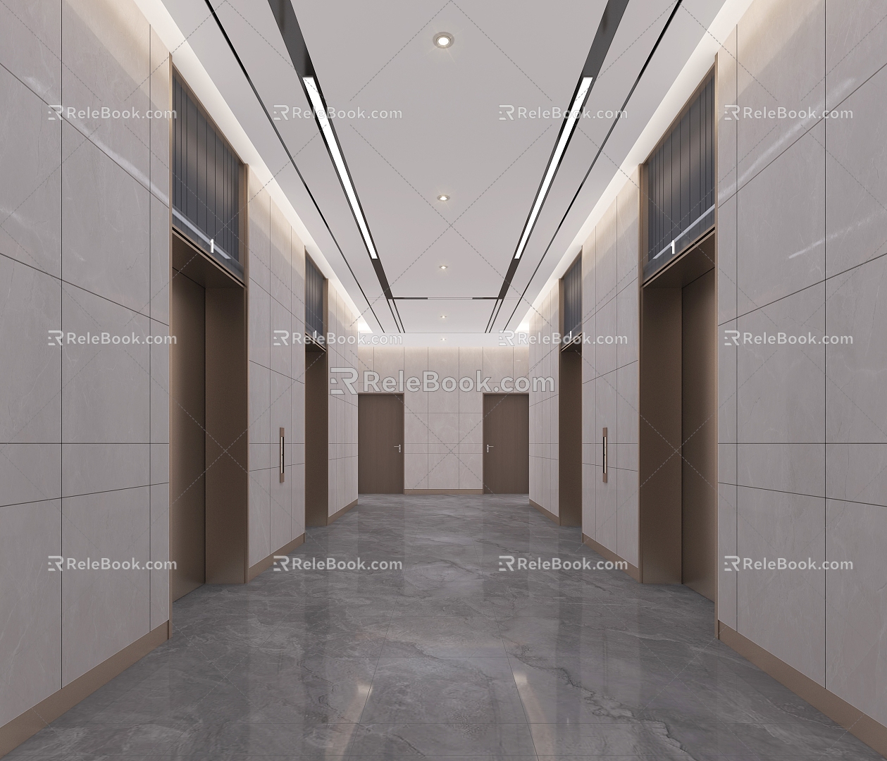 Elevator, aisle, corridor, public area, unit office building elevator 3d model