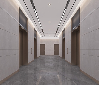 Elevator, aisle, corridor, public area, unit office building elevator 3d model